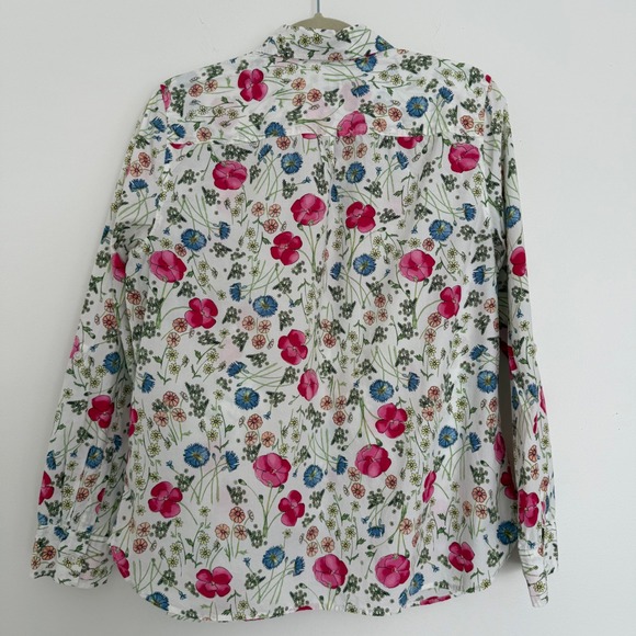 Talbots Women's Floral Button Down Shirt 14 Pink Blue Spring Layer 100% Cotton - Picture 4 of 7